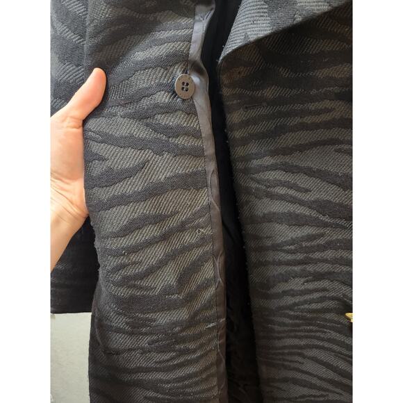 KENZO PARIS X HM Womens Elegant Wool Coat Tiger Pattern In Black Color US 6 EU36 - Picture 7 of 15
